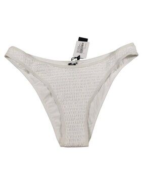 Kendall + Kylie Bikini Bottom XL White Smocked High Leg Resortcore Swimwear Chic